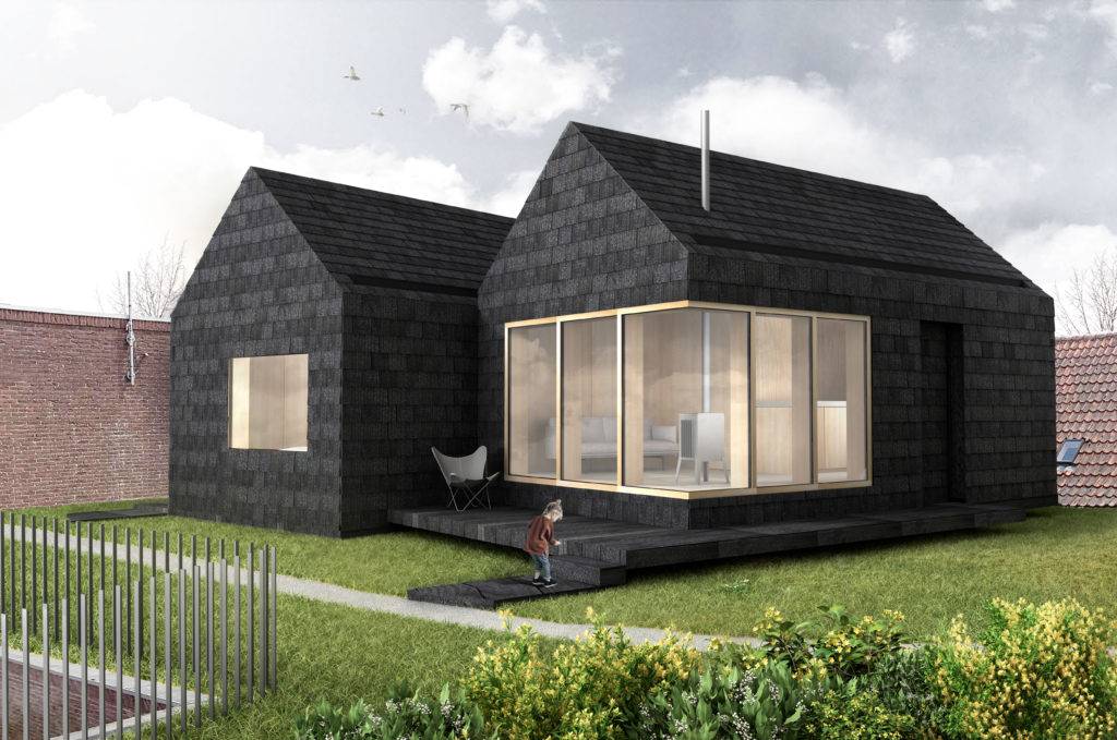 3D visualisatie van een ontwerp van een Tiny House